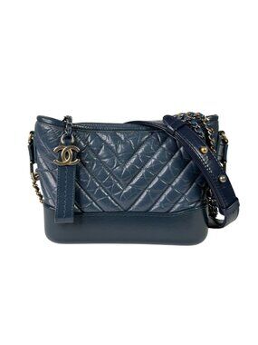 Chanel Gabrielle Small Blue Aged Calfskin Hobo Bag